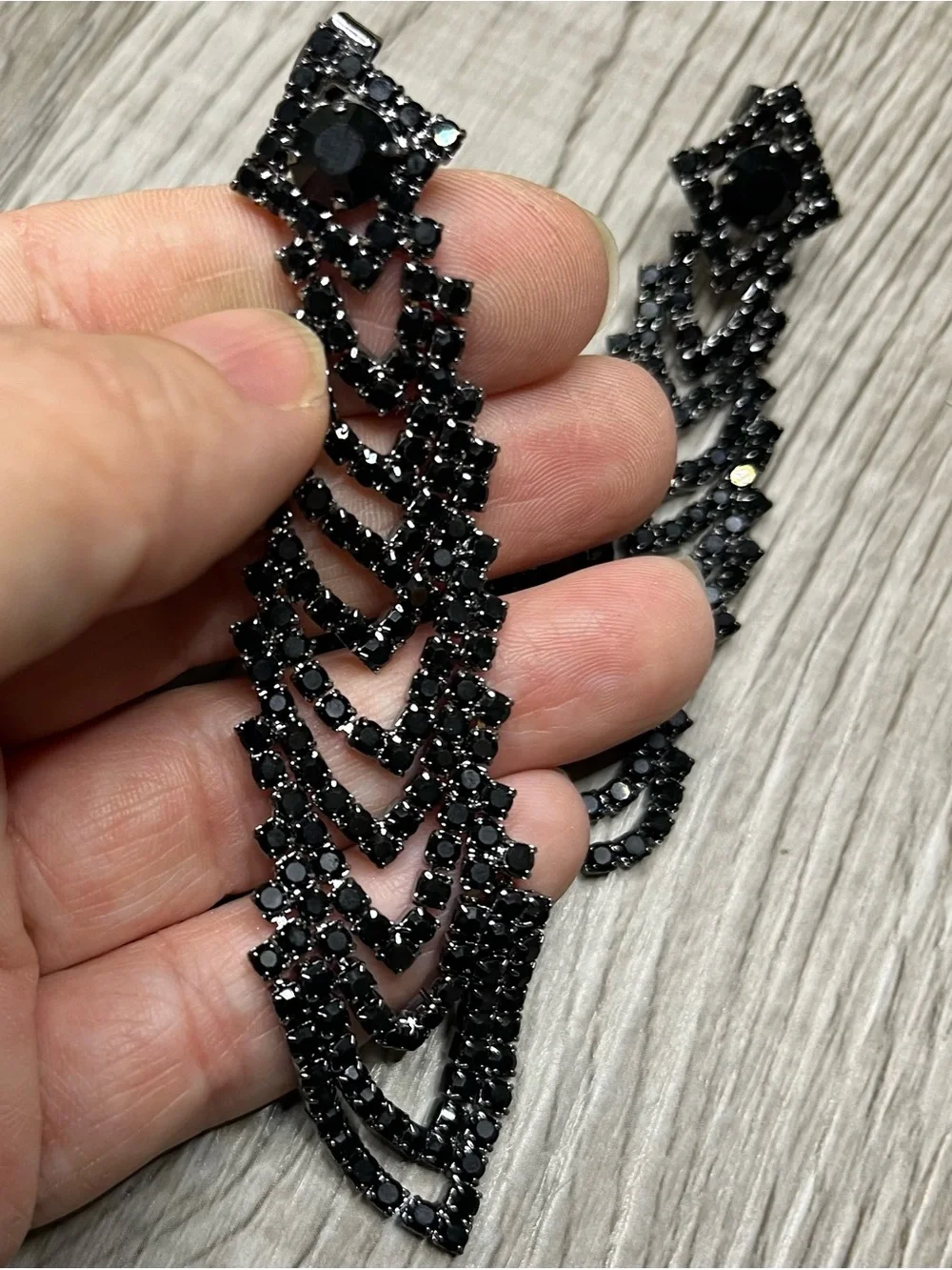 Black Crystal Drop Earrings